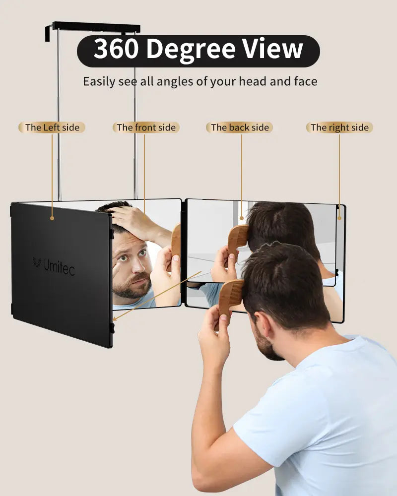 LED 3 Way Mirror 🔥 Portable Trifold with Adjustable Light 💡 360° Real Glass