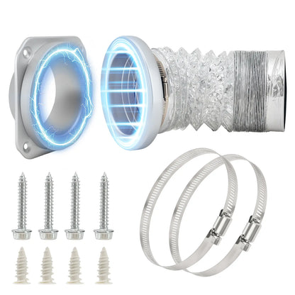 Quick Connect Magnetic Dryer Vent Hose Kit — 4" 2.6ft Duct with Strong Magnet, Self-Alignment Airtight Seal for Secure Dryer Airflow