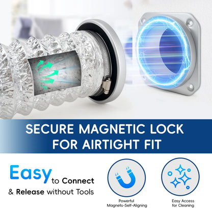 Quick Connect Magnetic Dryer Vent Hose Kit — 4" 2.6ft Duct with Strong Magnet, Self-Alignment Airtight Seal for Secure Dryer Airflow