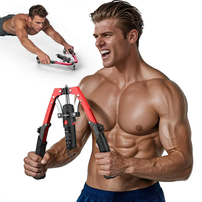 Adjustable Arm Chest Trainer 22-440lbs — Full-Body Home Gym Equipment with Ab Roller Wheel, Core & Tricep Exerciser, Knee Pad & Bag Included for Men Women