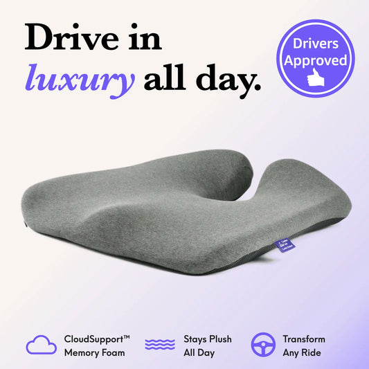 Ergonomic Memory Foam Seat Cushion — Cloud-Like Comfort Relieves Back, Hip, Coccyx, Sacrum & Sciatic Nerve Pain, Universal Fit for Cars, Trucks & SUVs