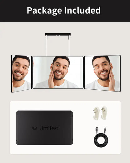 LED 3 Way Mirror 🔥 Portable Trifold with Adjustable Light 💡 360° Real Glass