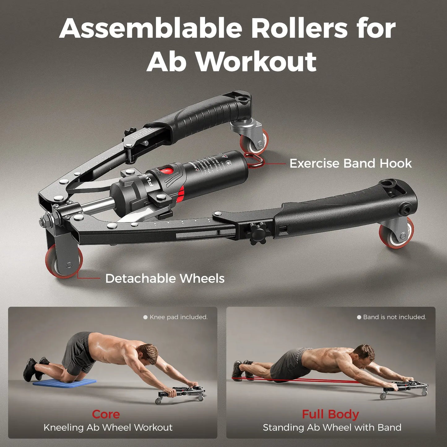 Adjustable Arm Chest Trainer 22-440lbs — Full-Body Home Gym Equipment with Ab Roller Wheel, Core & Tricep Exerciser, Knee Pad & Bag Included for Men Women