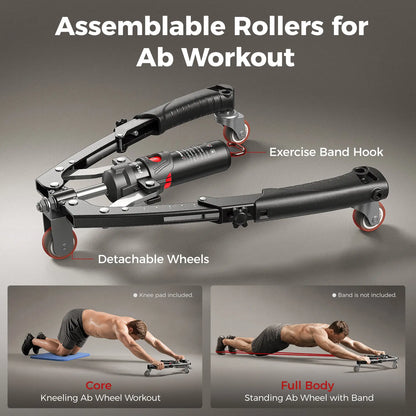 Adjustable Arm Chest Trainer 22-440lbs — Full-Body Home Gym Equipment with Ab Roller Wheel, Core & Tricep Exerciser, Knee Pad & Bag Included for Men Women